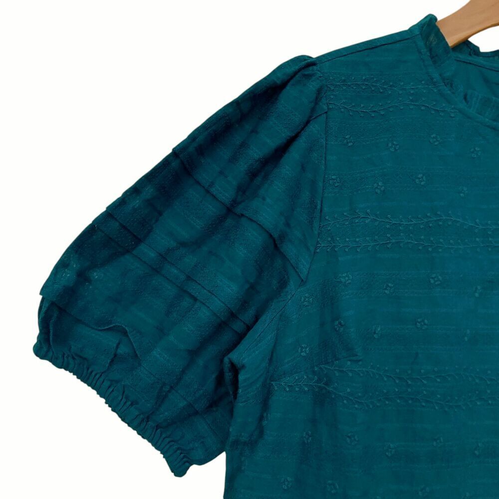 Universal Thread Mini Dress Womens Large Green Embroidered Short Sleeve Bohemian - Picture 4 of 13